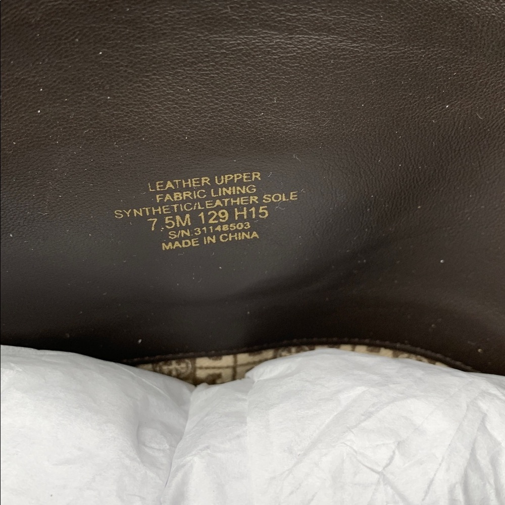 Tory Burch Teresa riding tall boots coconut brown leather zipper logo new 7.5 - Picture 7 of 7
